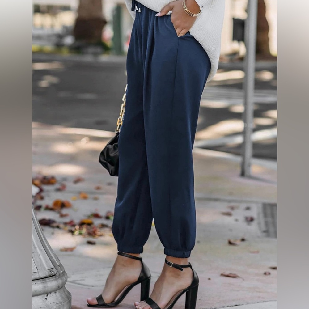 Loose Drawstring Elastic High Waisted Joggers Wit… - image 2